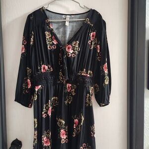 Floral Black Dress